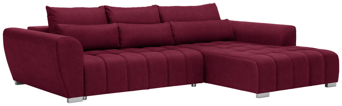 ECKSOFA in Webstoff Rot  304/218 cm  - Silberfarben/Rot, MODERN, Kunststoff/Textil (304/218cm) - Carryhome