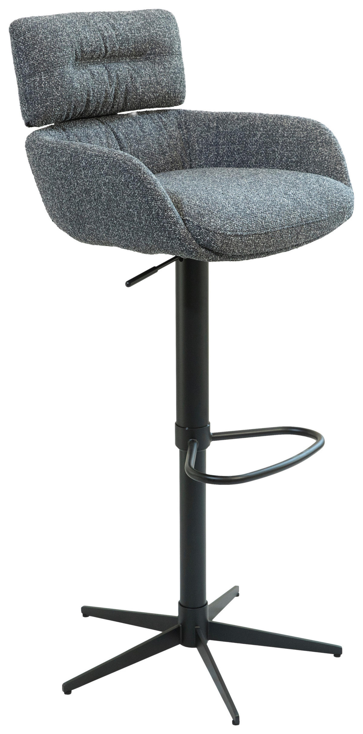 BARHOCKER Webstoff Schwarz, Dunkelgrau Eisen Sitzfläche 360° drehbar  - Dunkelgrau/Schwarz, Design, Textil/Metall (54/105/53cm) - Dieter Knoll