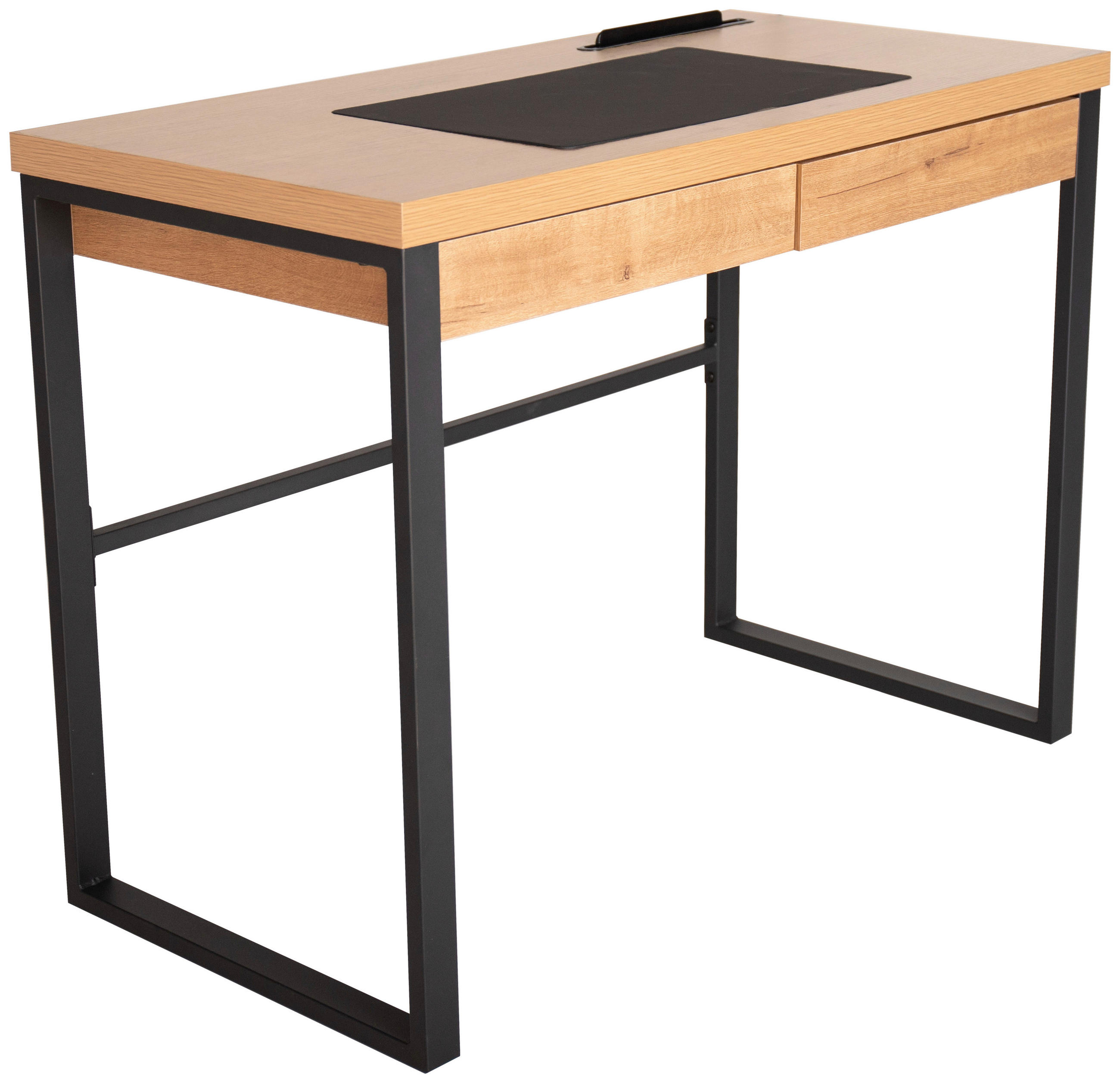 SCHREIBTISCH  in Schwarz, Eichefarben  - Eichefarben/Schwarz, MODERN, Holzwerkstoff/Metall (100/75/50cm) - Livetastic