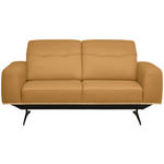 3-SITZER-SOFA  in Echtleder Senfgelb   - Senfgelb/Schwarz, Design, Leder/Holz (205/76-97/102cm) - Novel