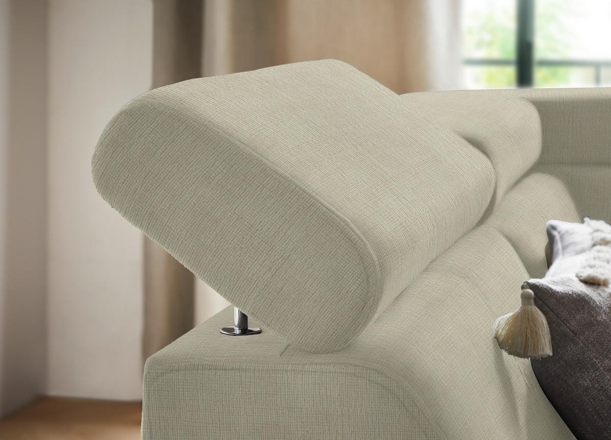 ECKSOFA in Flachgewebe Creme  - Creme/Schwarz, Design, Textil/Metall (203/260cm) - Stylife