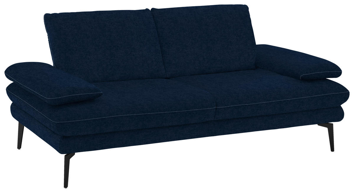 2,5-SITZER in Velours Dunkelblau  - Beige/Schwarz, Design, Textil/Metall (196/89/104cm) - Dieter Knoll
