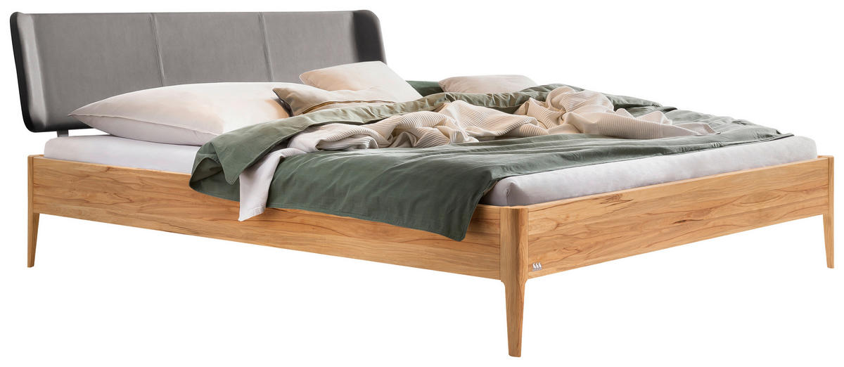 BETT 140/200 cm  in Buchefarben, Dunkelgrau  - Dunkelgrau/Buchefarben, Design, Holz (140/200cm) - Hasena