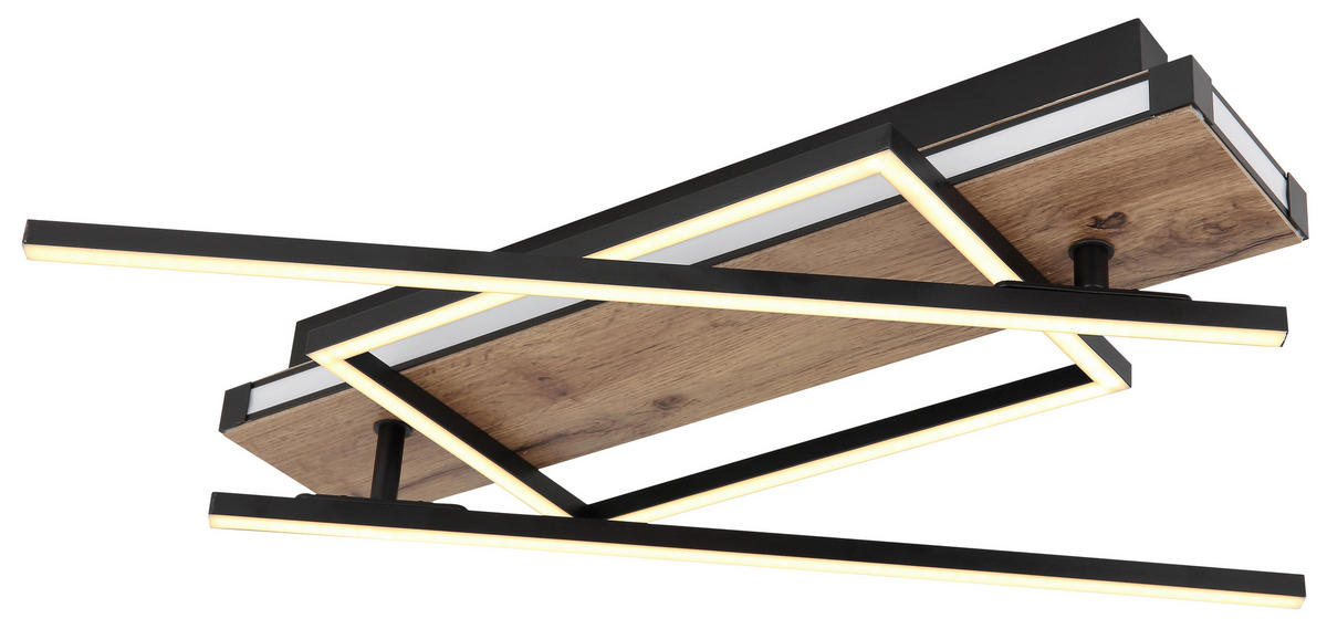 LED-DECKENLEUCHTE 40 W    120/88/12 cm  - Dunkelbraun/Opal, Design, Holzwerkstoff/Kunststoff (120/88/12cm) - Globo