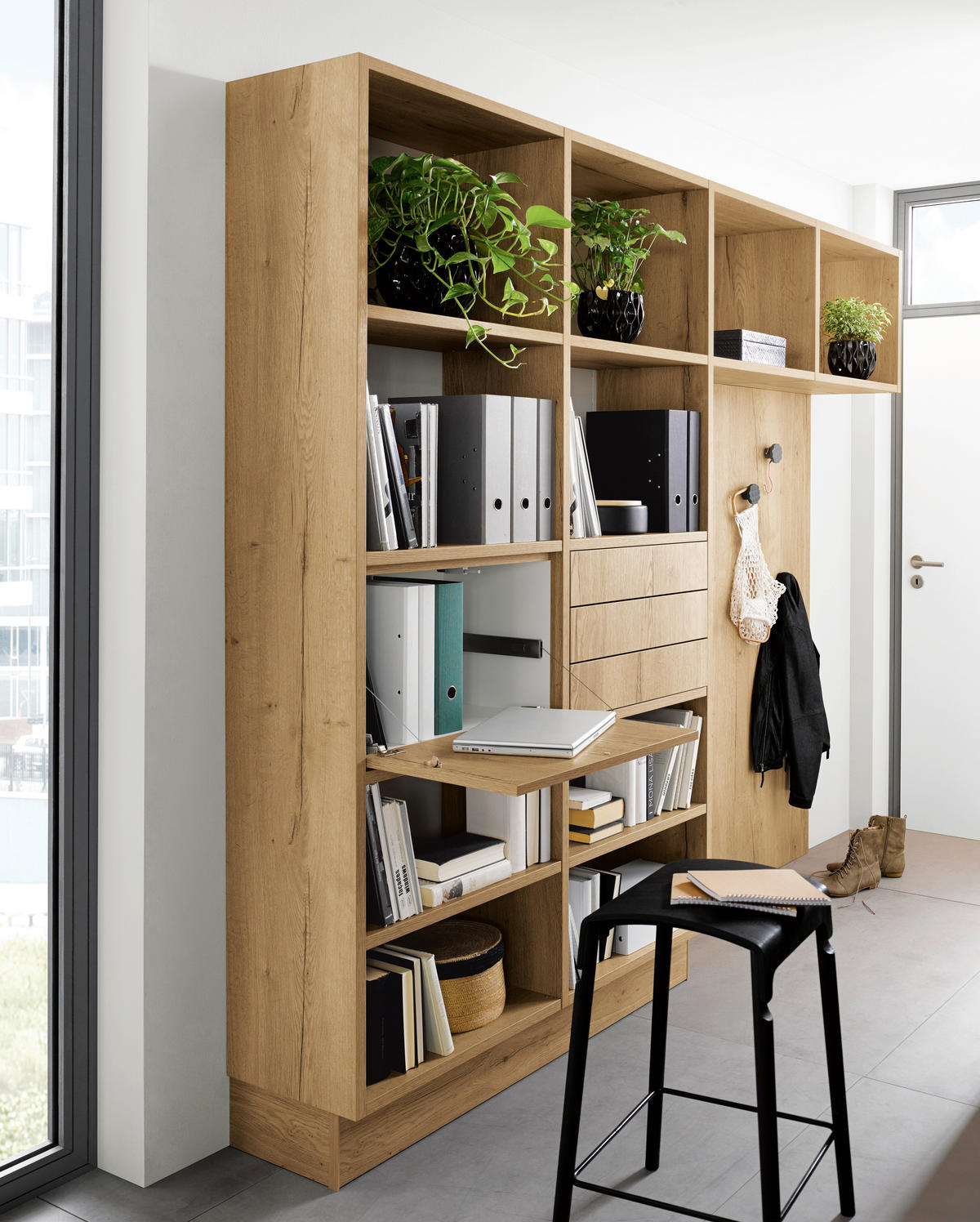 EINBAUKÜCHE   - Eichefarben/Schwarz, Design, Holzwerkstoff - Novel