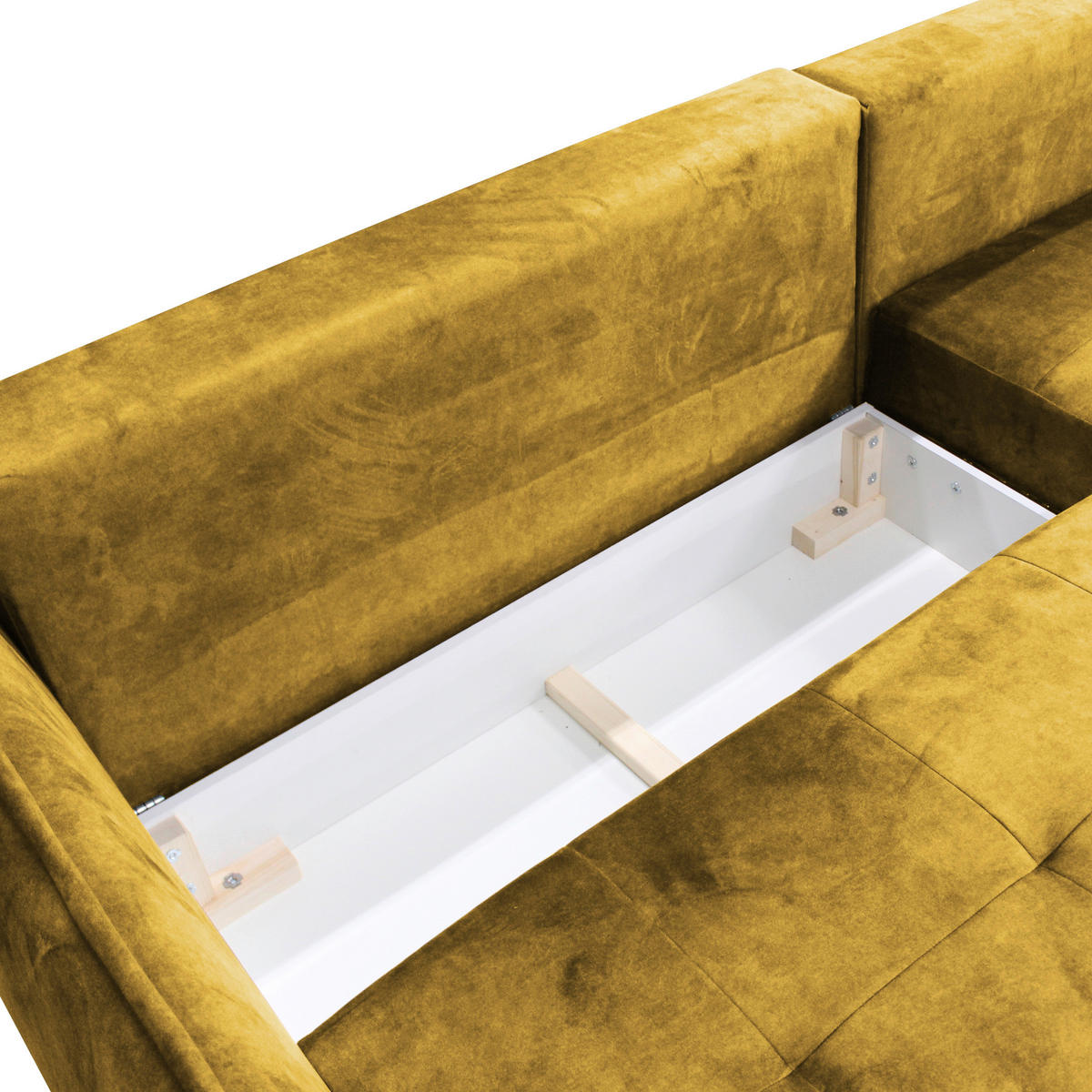ECKSOFA in Velours Senfgelb  264/196 cm  - Goldfarben/Senfgelb, Design, Textil/Metall (264/196cm) - MID.YOU