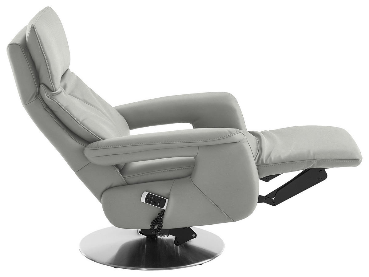 RELAXSESSEL in Leder Silberfarben  - Edelstahlfarben/Silberfarben, Design, Leder/Metall (78/112/85cm) - Cantus