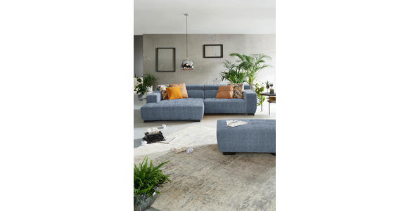 ECKSOFA in Webstoff Blau  182/279 cm  - Blau/Schwarz, KONVENTIONELL, Textil/Metall (182/279cm) - Hom`in