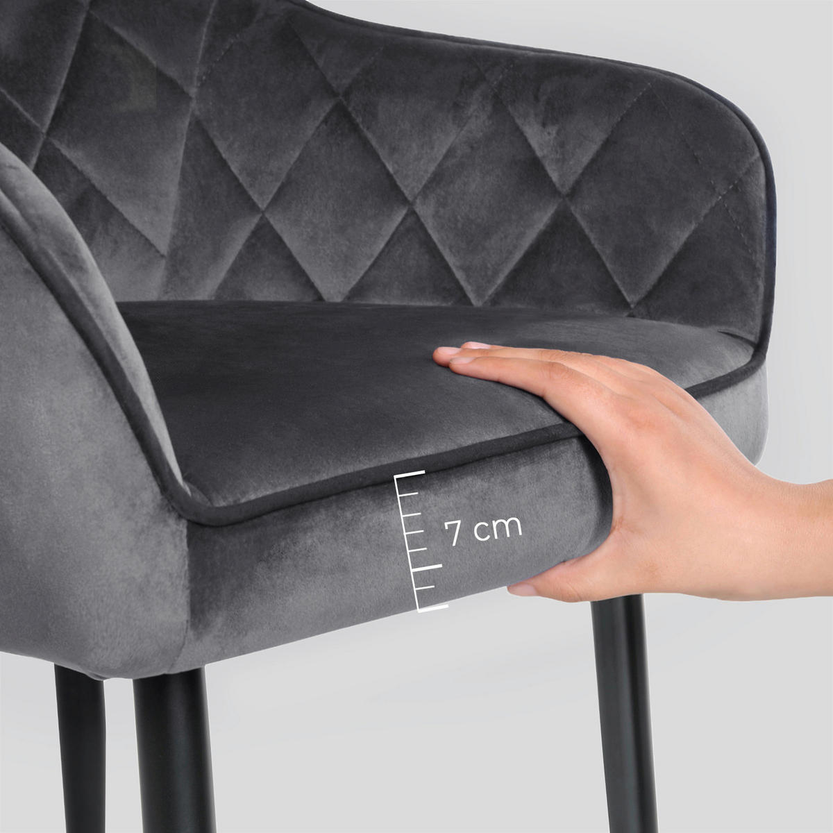 STUHL  in Carbonstahl Metall, Textil, Holzwerkstoff  - Schwarz/Grau, Basics, Holzwerkstoff/Textil (62.5/85/60cm)