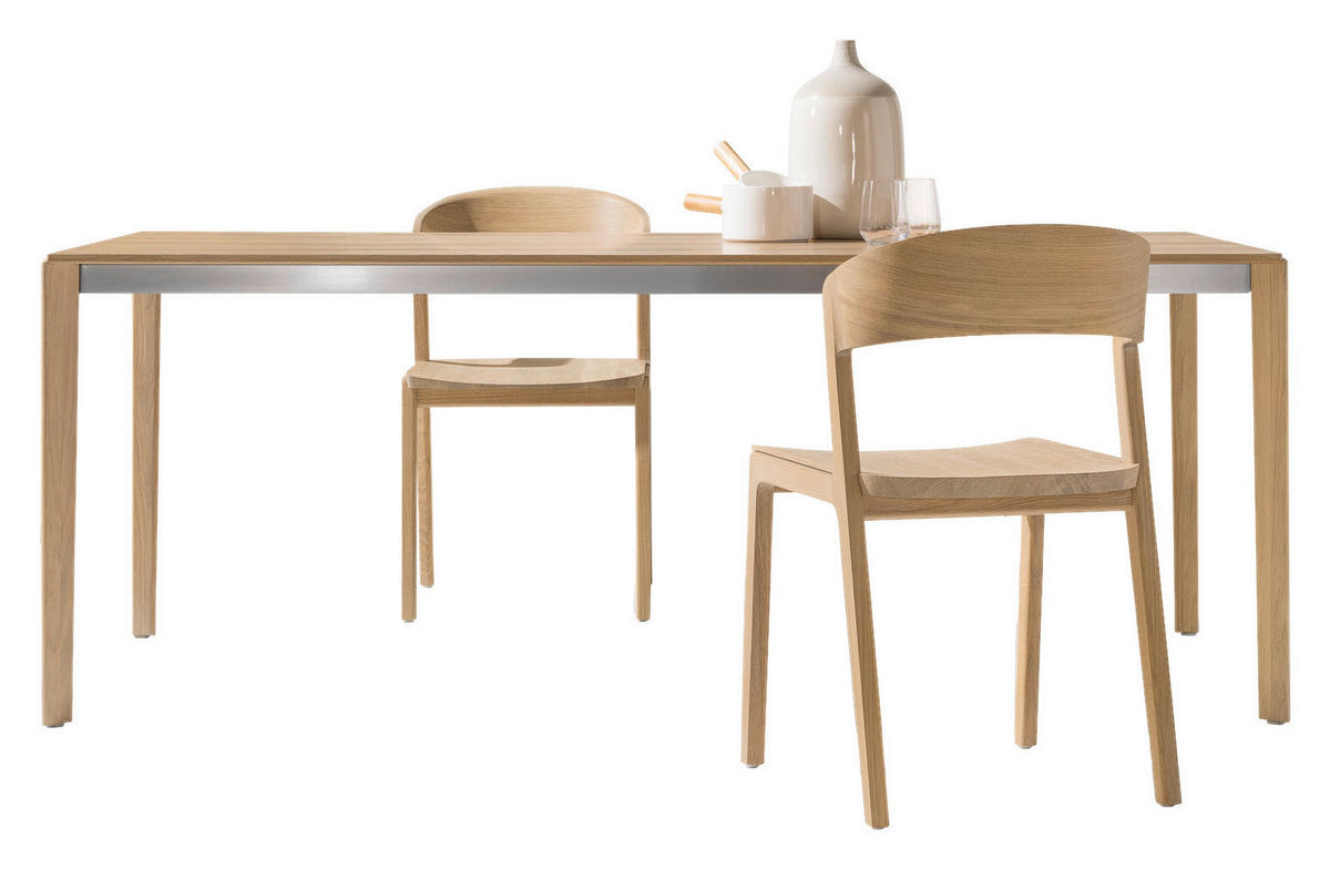 ESSTISCH in Holz, Metall 200(300)/100/75 cm  - Edelstahlfarben/Eichefarben, Design, Holz/Metall (200(300)/100/75cm) - Team 7