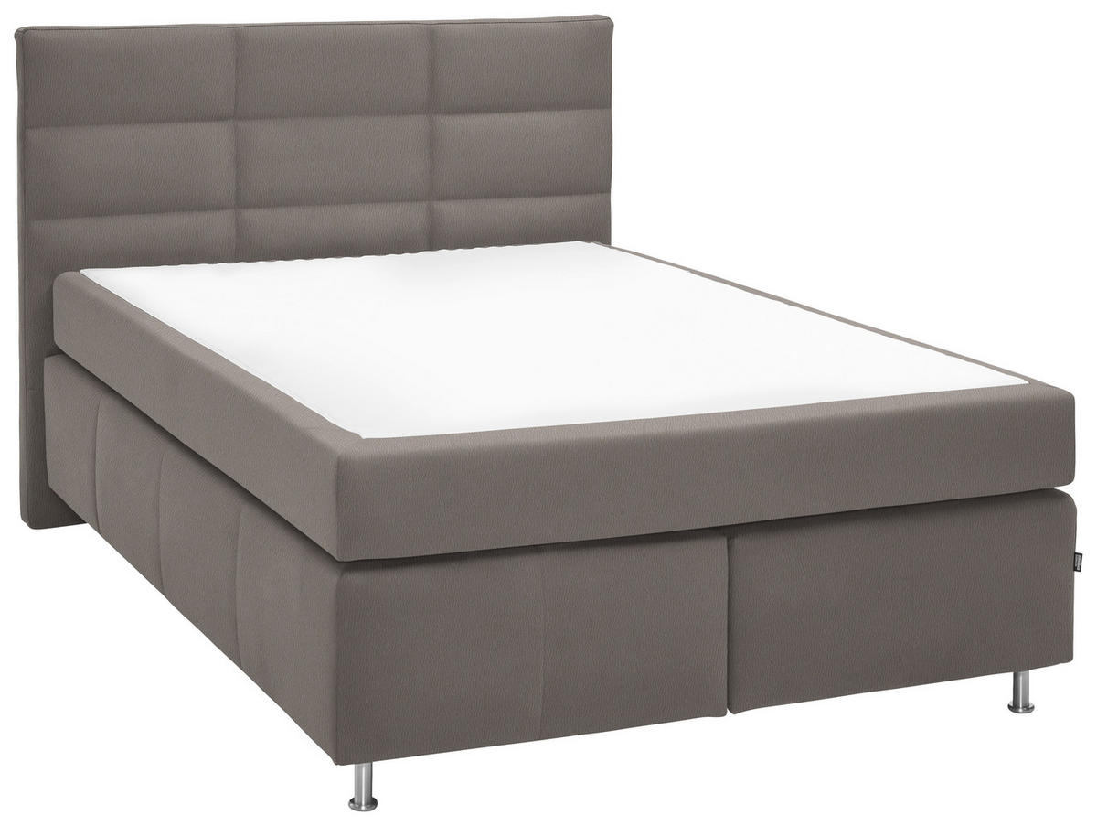 BOXSPRINGBETT 140/200 cm  in Schlammfarben  - Schlammfarben/Alufarben, KONVENTIONELL, Textil/Metall (140/200cm) - Dieter Knoll
