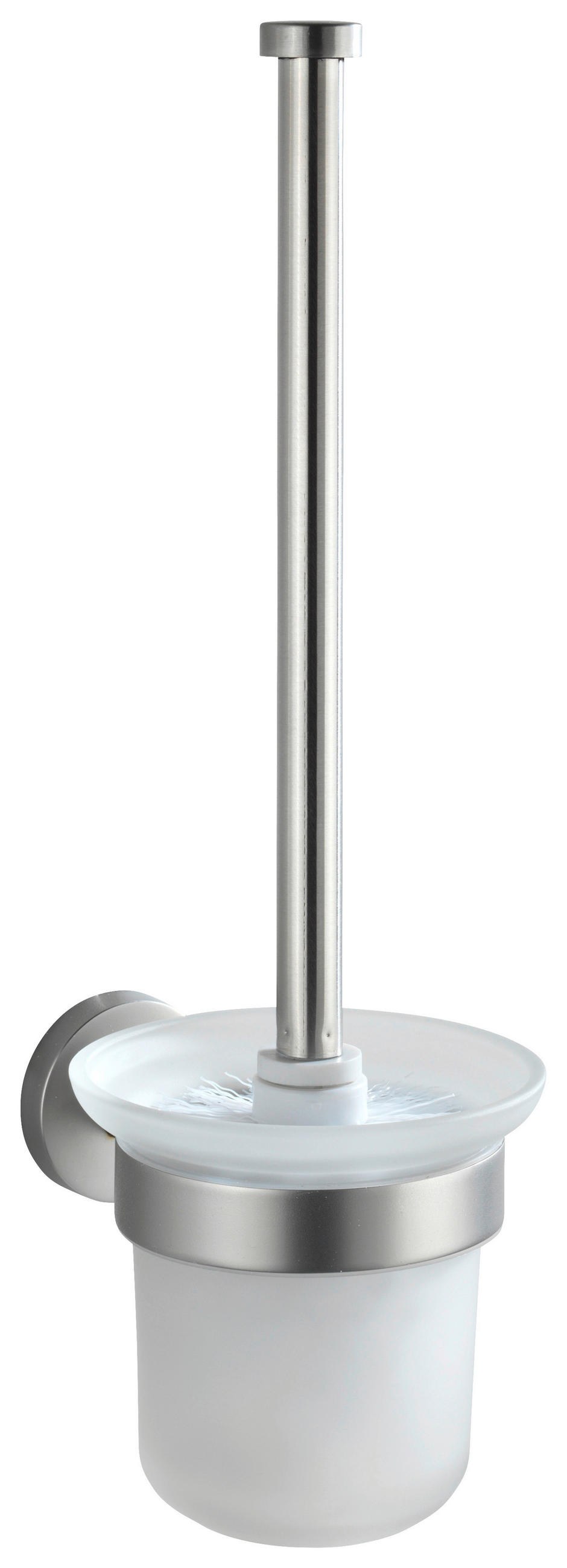WC-BÜRSTENGARNITUR - Edelstahlfarben/Transparent, Basics, Glas/Metall (10/35/14cm) - Wenko