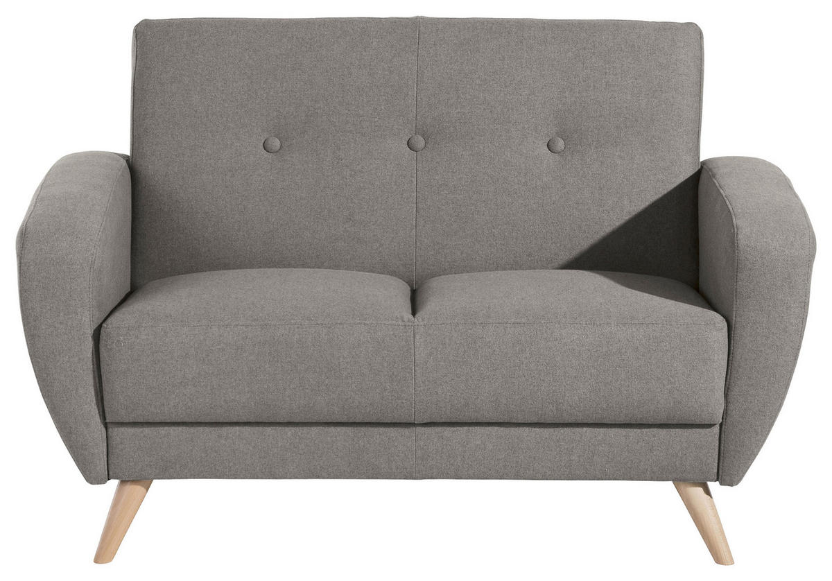 2-SITZER-SOFA  in Samt, Velours Grau  - Naturfarben/Grau, Design, Holz/Textil (136/85/82cm) - Max Winzer