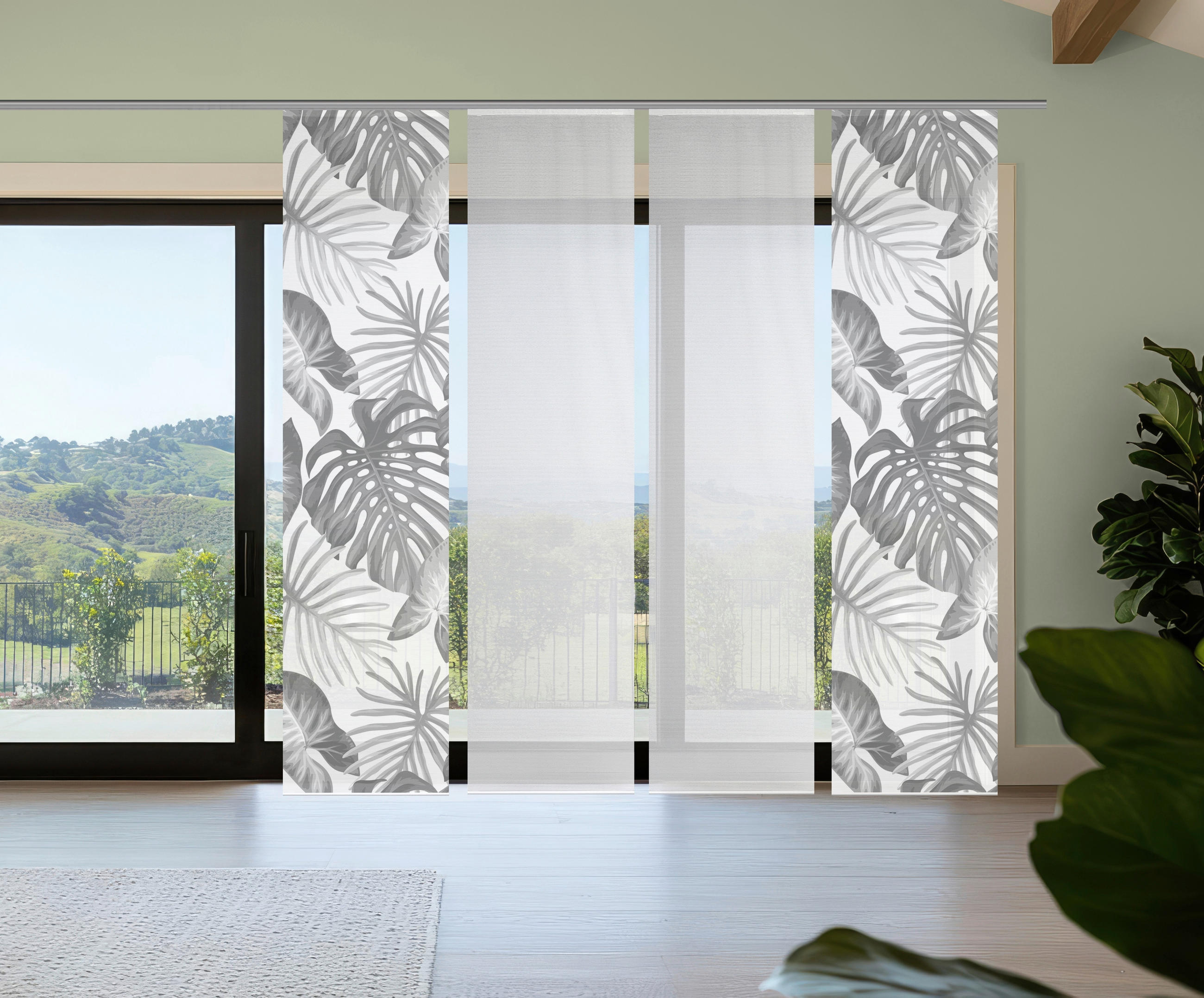 FLÄCHENVORHANG  4 Stück  blickdicht  60/260 cm   - Hellgrau/Weiß, Natur, Textil (60/260cm)