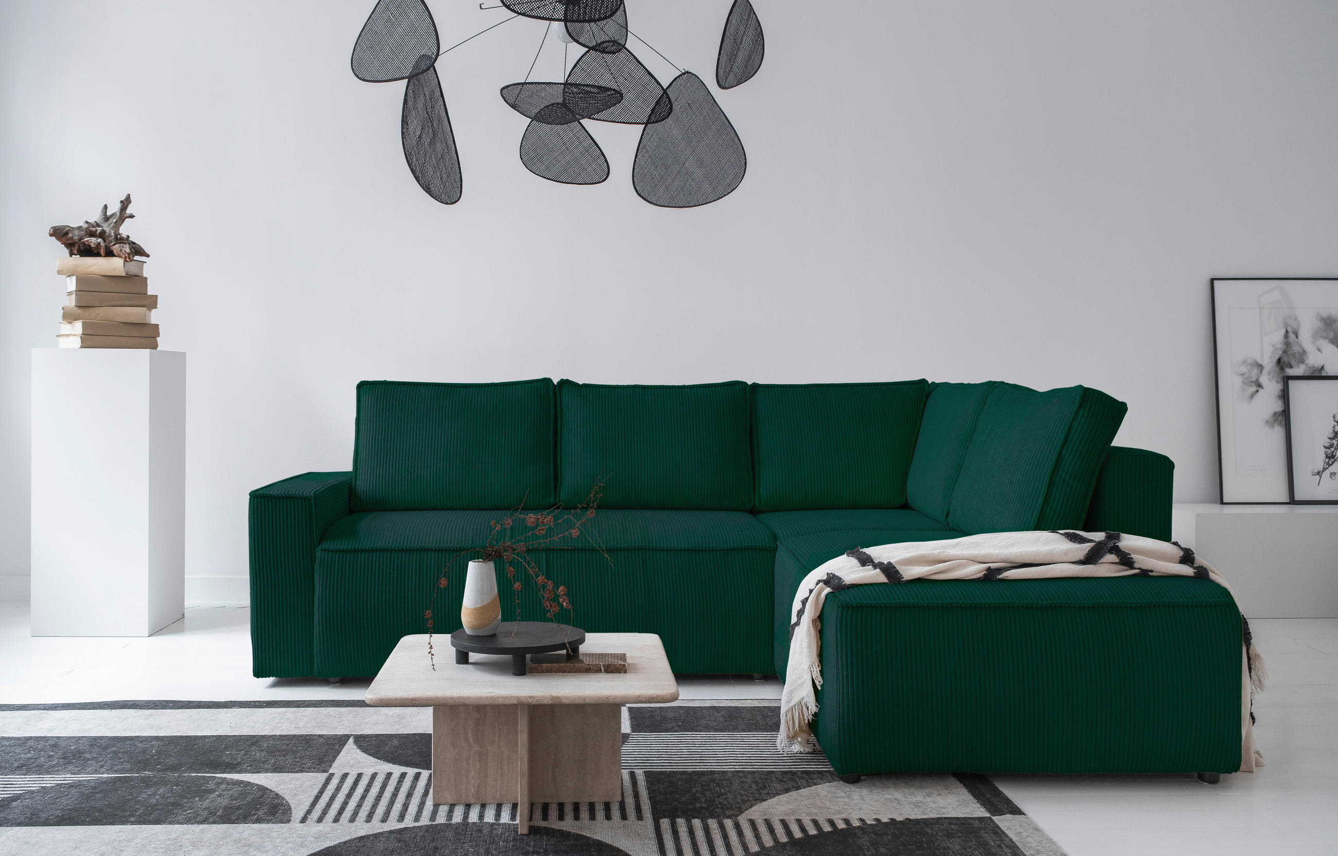 HÖRNSOFFA i manchester mörkgrön  - svart/mörkgrön, Design, textil/plast (247/194cm) - MID.YOU