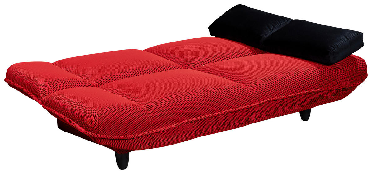 SCHLAFSOFA in Webstoff Rot  - Rot/Schwarz, Konventionell, Kunststoff/Textil (200/88/90cm) - MID.YOU