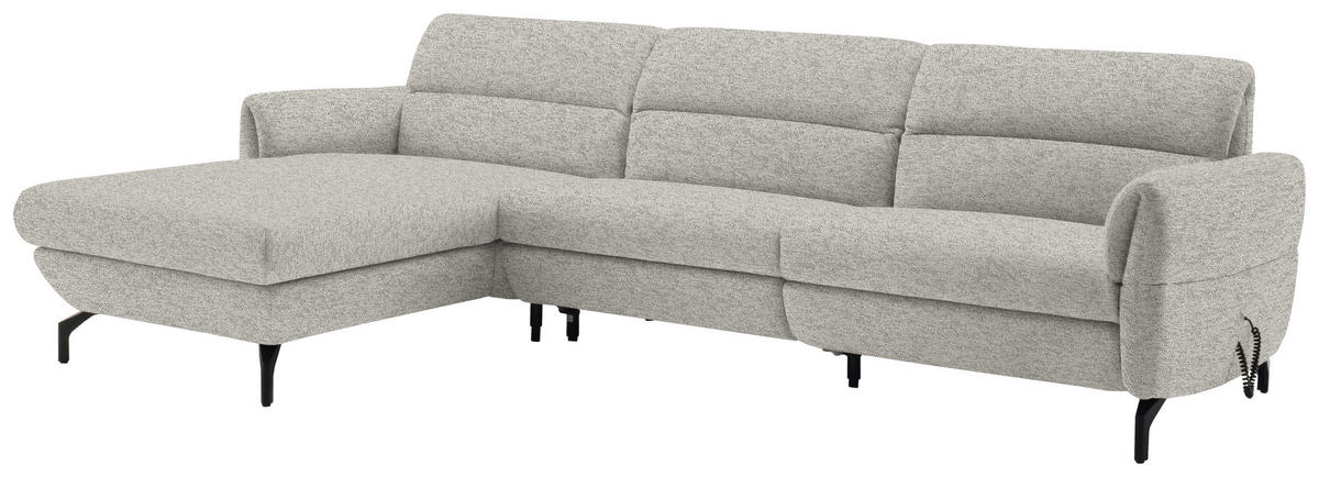ECKSOFA Hellgrau Chenille  - Hellgrau/Schwarz, Design, Textil/Metall (187/299cm) - Schöner Wohnen