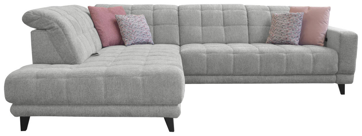 ECKSOFA Grau Webstoff  - Schwarz/Grau, Design, Holz/Textil (216/302cm) - Xora