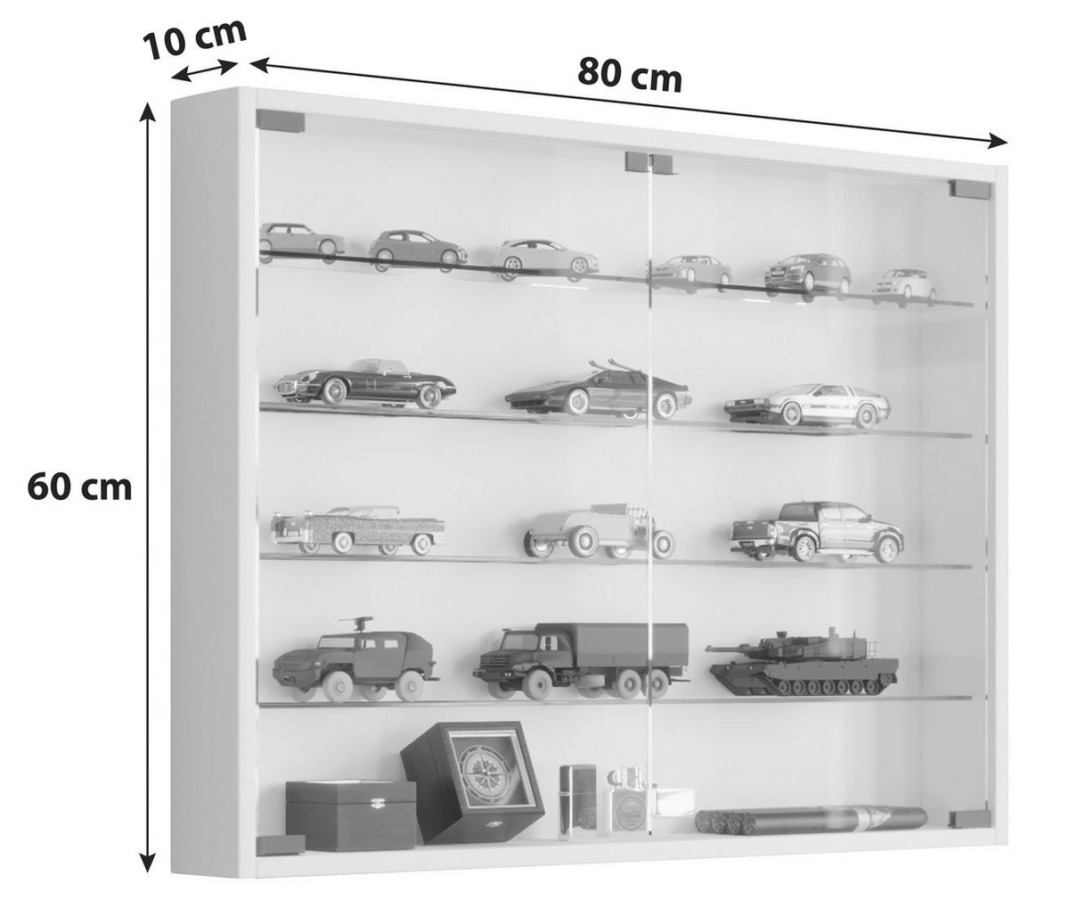 Hängevitrine in Buchefarbe in Buchefarben  - Buchefarben/Schwarz, Konventionell, Glas/Holzwerkstoff (80/60/10cm) - MID.YOU