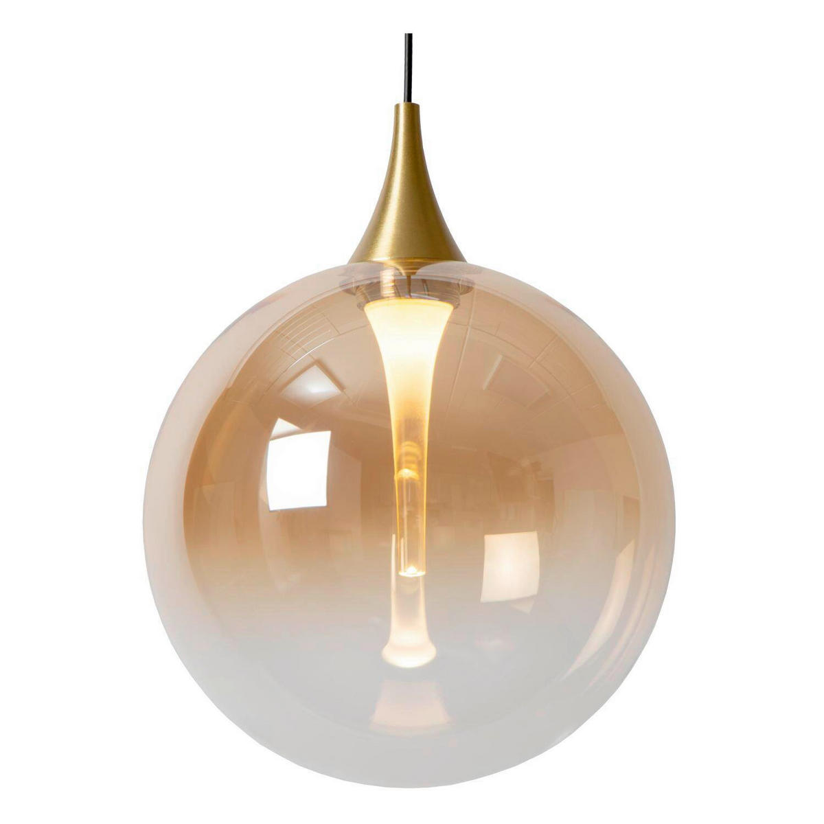 LED-HÄNGELEUCHTE GISELA 16/16/150 cm   - Schwarz/Orange, Design, Glas (16/16/150cm) - Lucide
