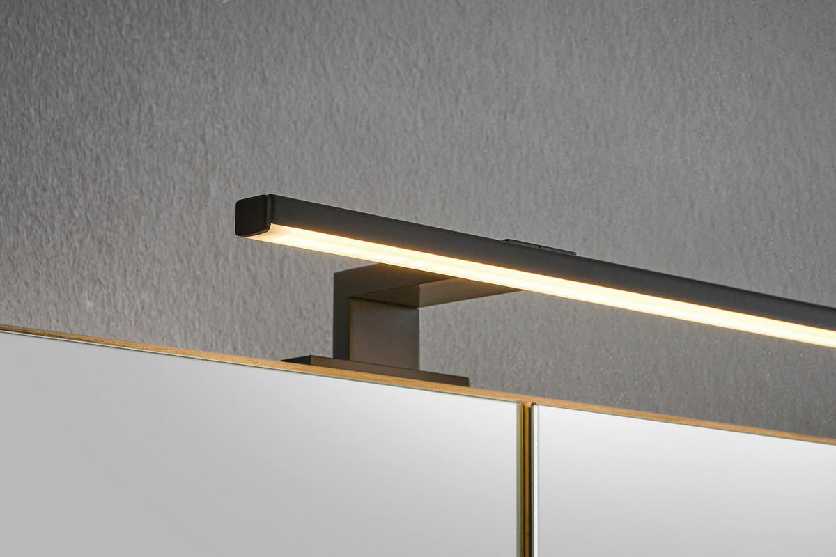 SPIEGELSCHRANK 123,2/70,3/17 cm  - Eichefarben/Lavagrau, Design, Glas/Holzwerkstoff (123,2/70,3/17cm) - Sadena
