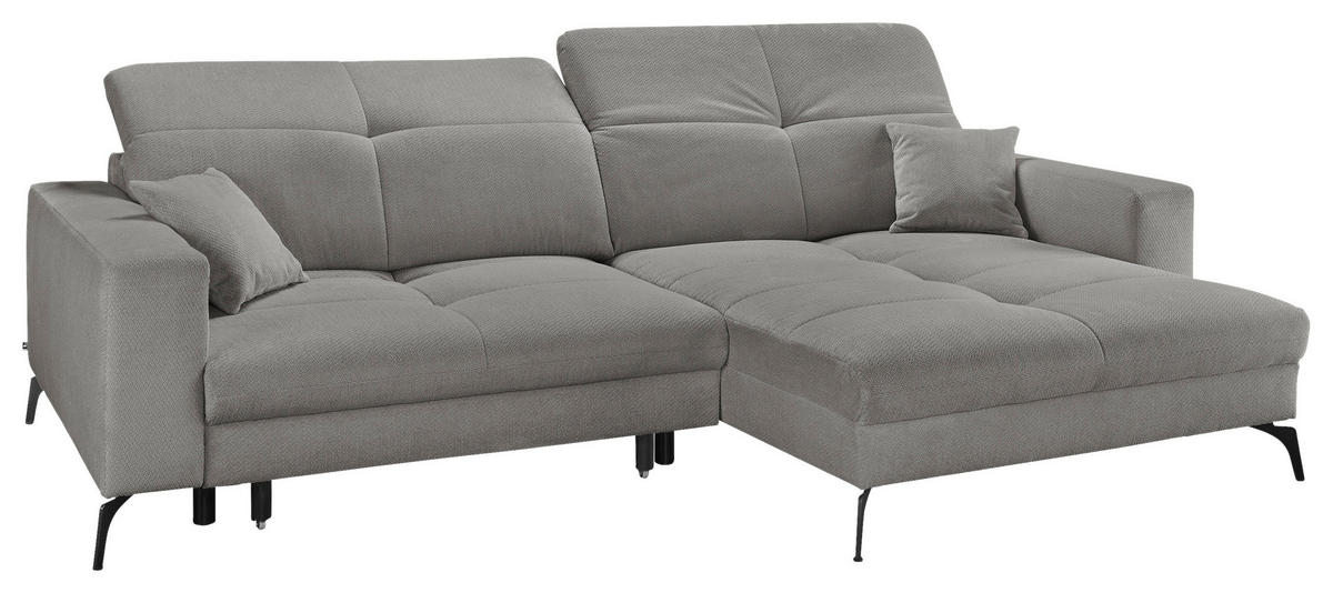 ECKSOFA Grau Webstoff  - Schwarz/Grau, KONVENTIONELL, Textil/Metall (285/180cm) - SetOne by Musterring
