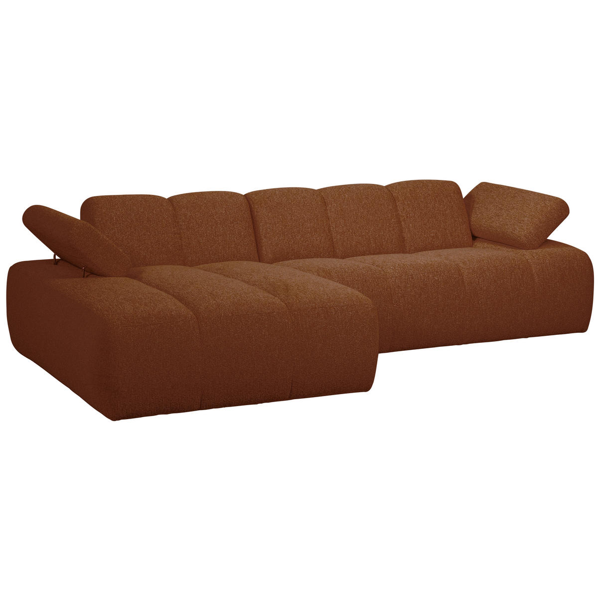 ECKSOFA Mojo Rostfarben Bouclé Armteilverstellung  - Rostfarben/Schwarz, MODERN, Kunststoff/Textil (160/284cm) - Livetastic