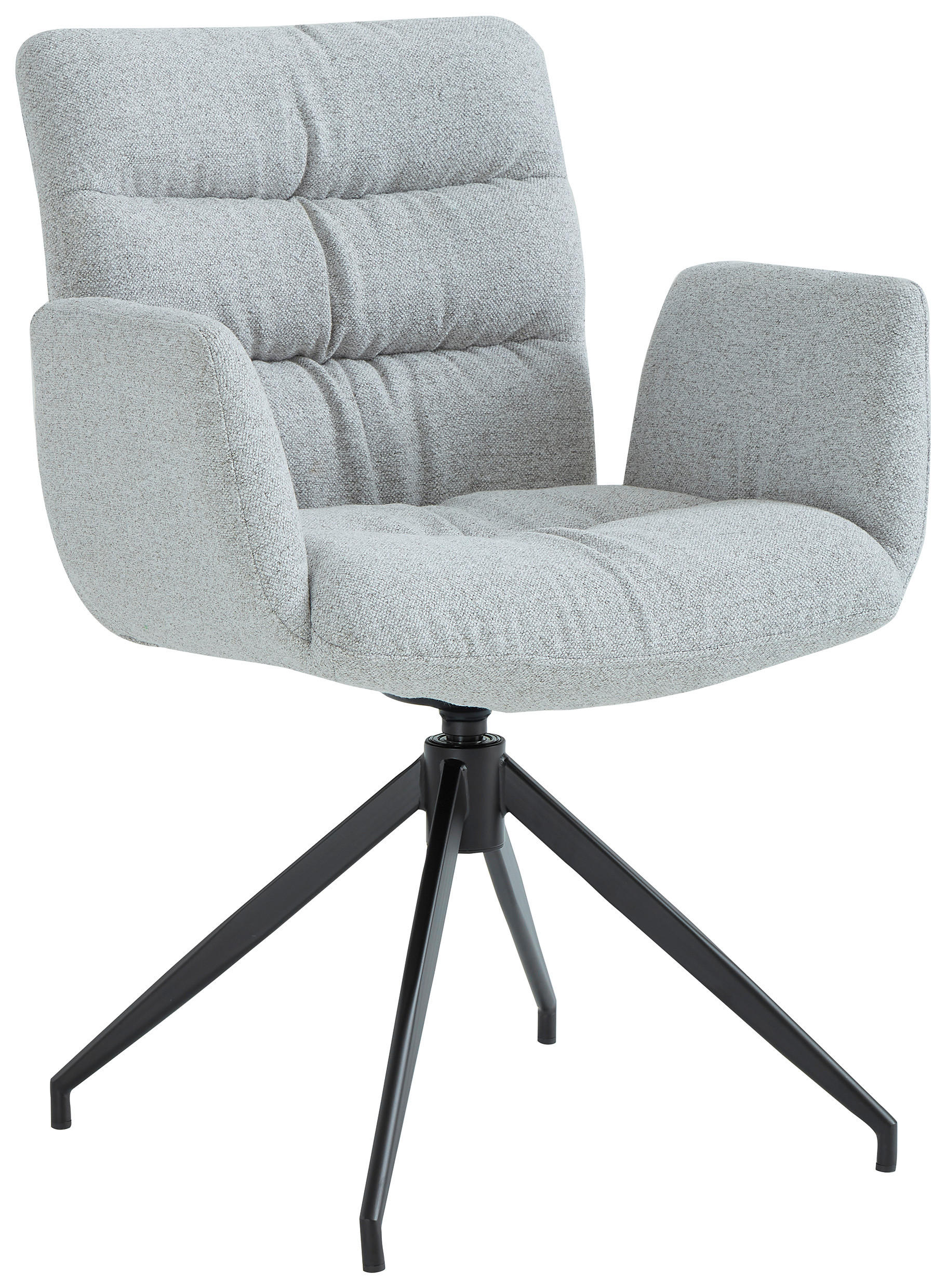 ARMLEHNSTUHL  Sitzfläche 360° drehbar Leinenoptik  Schwarz, Hellgrau  - Hellgrau/Schwarz, Design, Textil/Metall (62/86/65cm) - Dieter Knoll