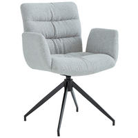 ARMLEHNSTUHL  Sitzfläche 360° drehbar Leinenoptik  Schwarz, Hellgrau  - Hellgrau/Schwarz, Design, Textil/Metall (62/86/65cm) - Dieter Knoll