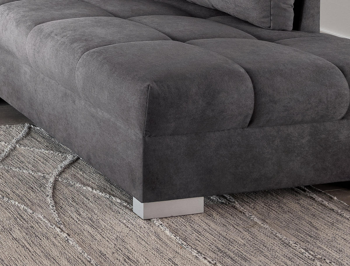 ECKSCHLAFSOFA in Anthrazit Textil   - Anthrazit/Silberfarben, Design, Holz/Textil (298/202cm) - MID.YOU