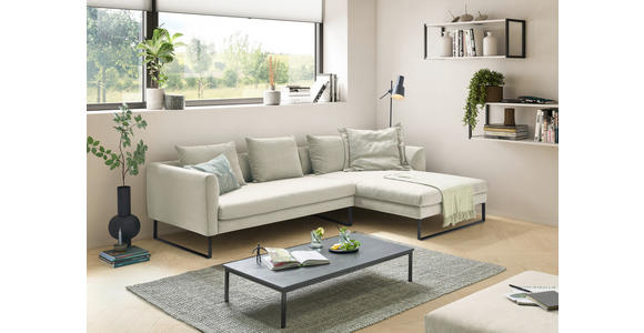 ECKSOFA in Cord Creme  - Creme/Schwarz, KONVENTIONELL, Textil/Metall (284/178cm) - Hom`in