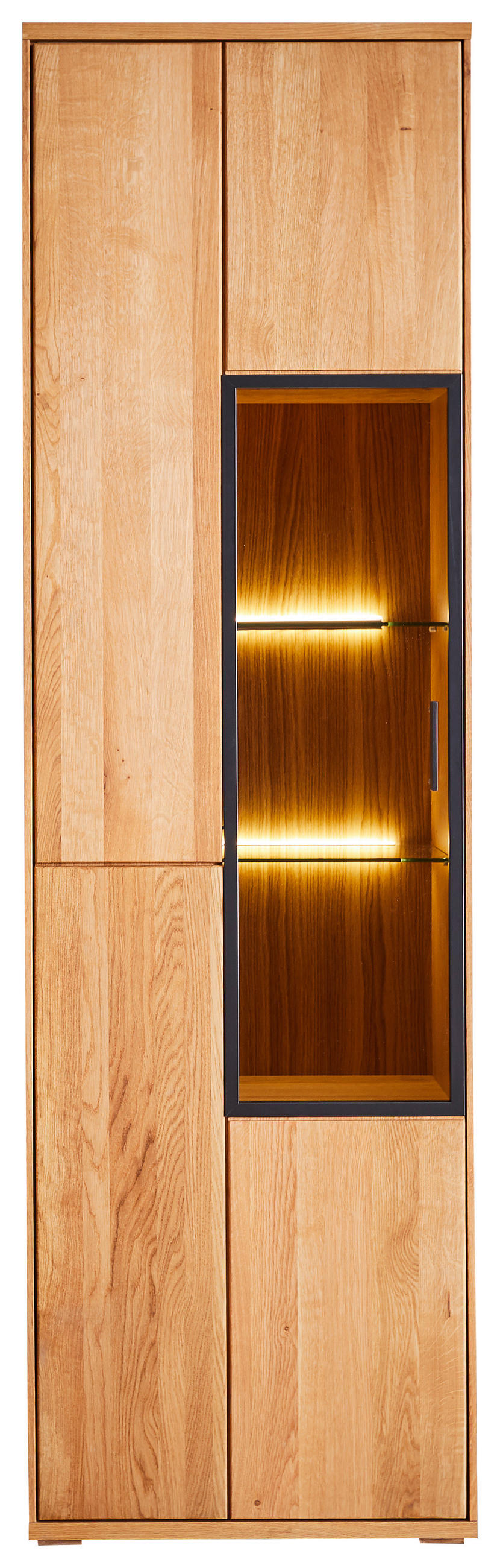 VITRINE in furniert, massiv, teilmassiv Wildeiche Eichefarben  - Dunkelgrau/Eichefarben, KONVENTIONELL, Glas/Holz (60/204/38cm) - Cantus