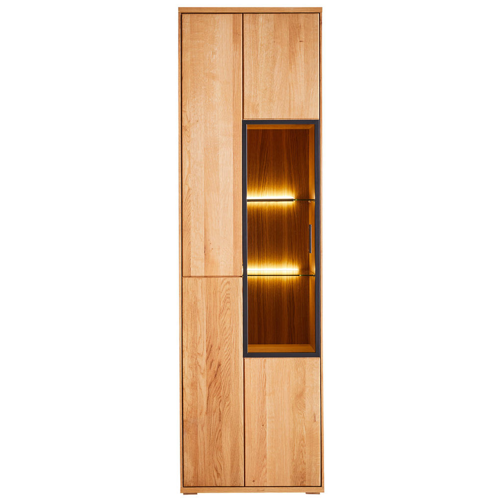 Thumbnail - Cantus Vitrine Bastia, Eiche, Holz, Glas, Wildeiche, furniert, massiv, teilmassiv, 6 Fächer, 60x204x38 cm, Beimöbel erhä...