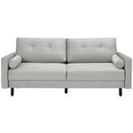SCHLAFSOFA in Samt Hellgrau  - Hellgrau/Schwarz, KONVENTIONELL, Holz/Textil (220/95/98cm) - Carryhome