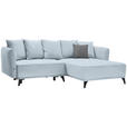 ECKSOFA in Chenille Türkis  - Türkis/Schwarz, LIFESTYLE, Textil/Metall (255/172cm) - Carryhome