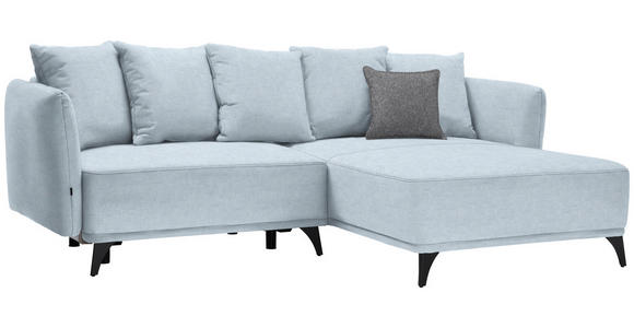 ECKSOFA in Chenille Türkis  - Türkis/Schwarz, LIFESTYLE, Textil/Metall (255/172cm) - Carryhome