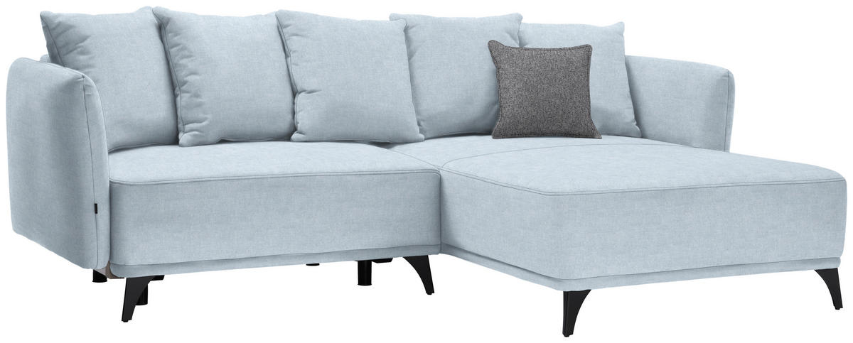 ECKSOFA in Chenille Türkis  255/172 cm  - Türkis/Schwarz, LIFESTYLE, Textil/Metall (255/172cm) - Carryhome
