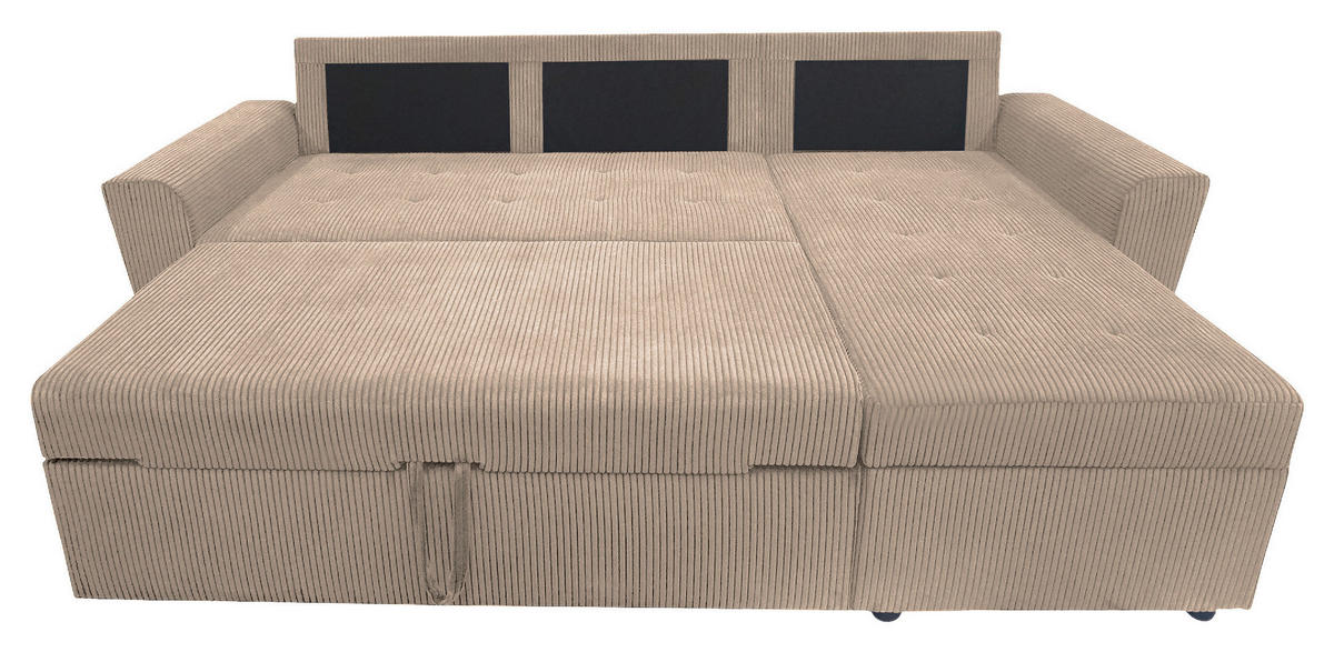 ECKSOFA TERMOLI in Cord Taupe  231/155 cm  - Taupe/Schwarz, Design, Kunststoff/Textil (231/155cm) - MID.YOU