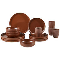 KOMBISERVICE Braun 16-teilig 4 Personen  - Braun, Trend, Keramik (43/40/37cm) - Creatable