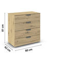 KOMMODE  in 80/81/42 cm  - Chromfarben/Eiche Artisan, Design, Holzwerkstoff/Metall (80/81/42cm) - Carryhome
