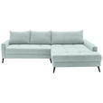 ECKSOFA  in Cord Blaugrau  280/173 cm  - Blaugrau/Schwarz, KONVENTIONELL, Textil/Metall (280/173cm) - Hom`in