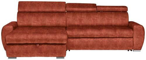 ECKSOFA in Velours Rostfarben  - Chromfarben/Rostfarben, Design, Kunststoff/Textil (173/276cm) - Stylife
