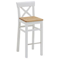 BARHOCKER Weiß, Laugenfarbig Kiefer massiv  - Laugenfarbig/Weiß, ROMANTIK / LANDHAUS, Holz (43,5/106/44cm) - Boxxx