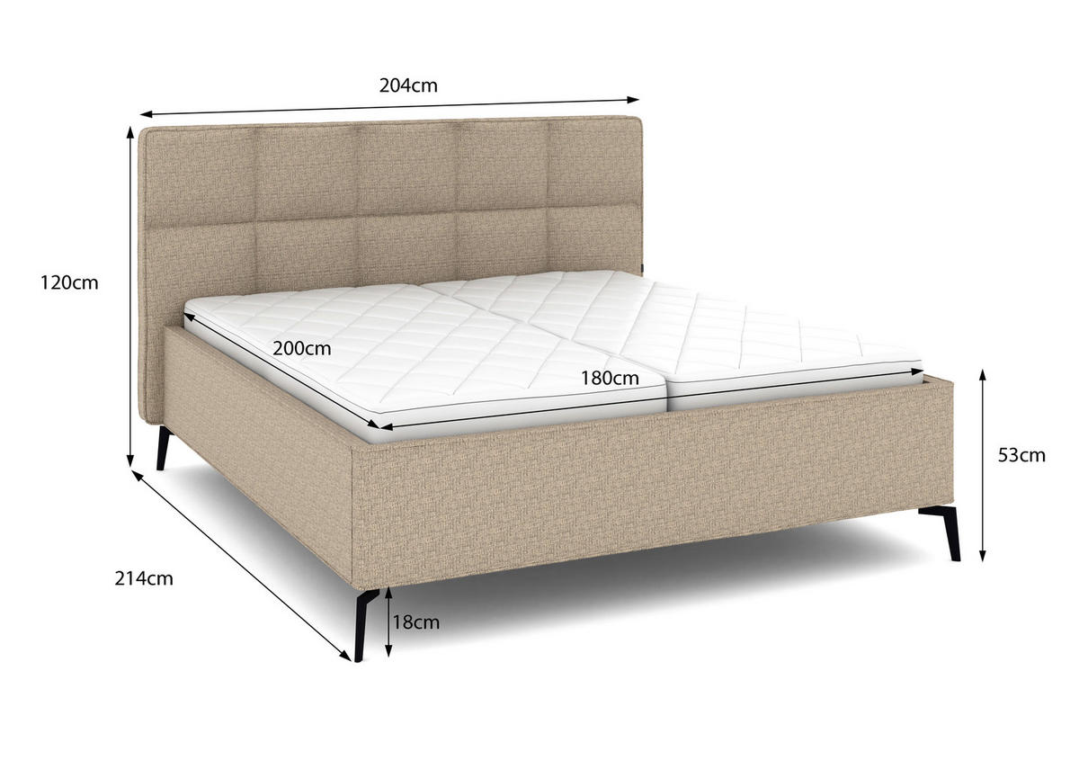 POLSTERBETT Bettkasten, motorische Verstellbarkeit, Fernbedienung, Lattenroste, Matratzen 180/200 cm  in Braun  - Schwarz/Weiß, KONVENTIONELL, Holz/Textil (180/200cm) - Musterring