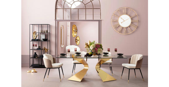 STUHL , , Samt  - Beige/Goldfarben, Design, Textil/Metall (52/81/58cm) - Ambia Home