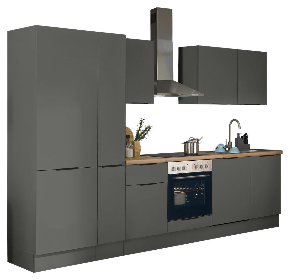 KÜCHENBLOCK   in Graphitfarben  - Schwarz/Graphitfarben, Basics, Holzwerkstoff/Metall (310/211/60cm) - Xora