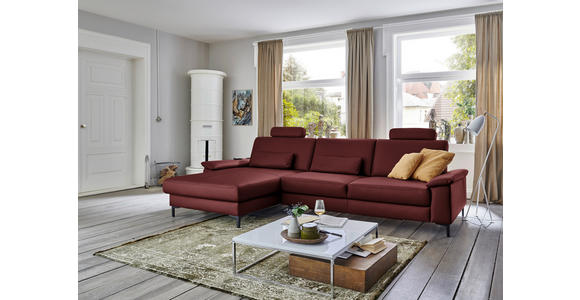 ECKSOFA in Echtleder Brombeere 176/334 cm - Brombeere/Schwarz, Design, Leder/Metall (176/334cm) - Dieter Knoll