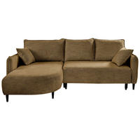ECKSOFA Goldfarben Struktur  - Goldfarben/Schwarz, Design, Holz/Textil (165/244cm) - MID.YOU