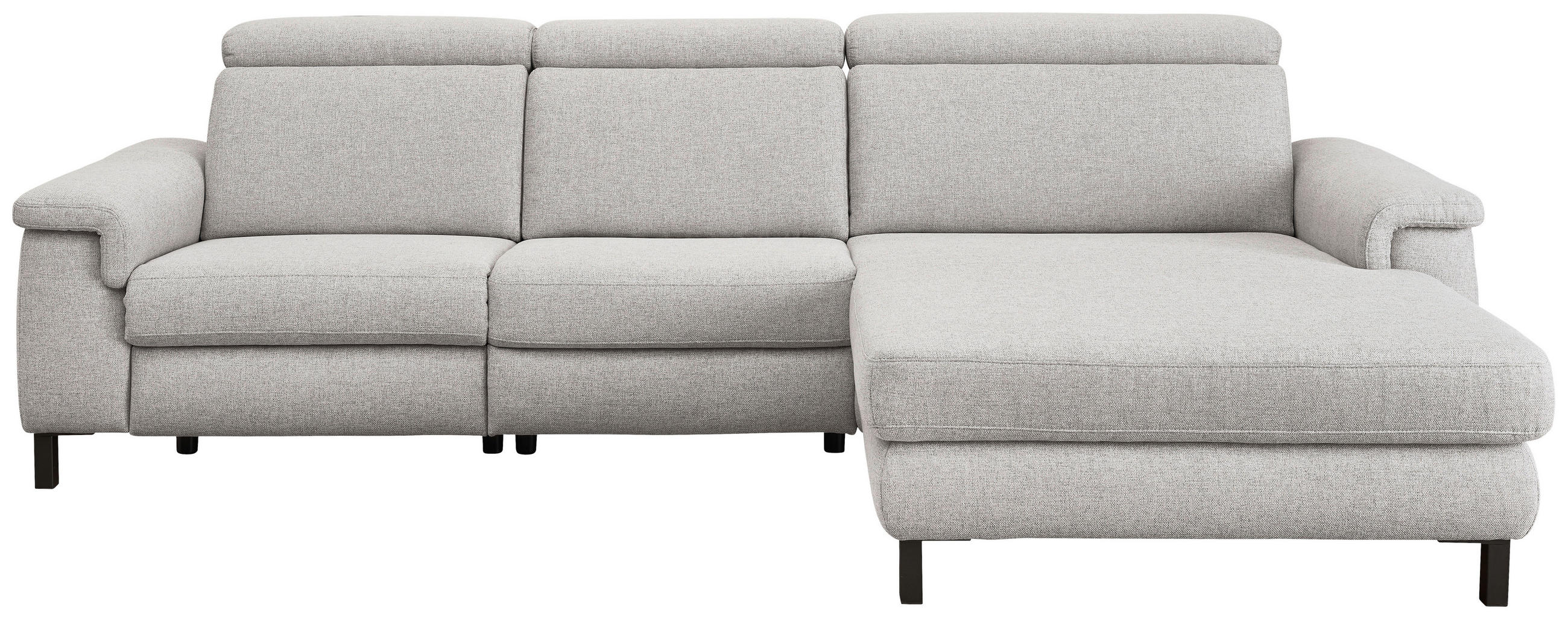 ECKSOFA  in Flachgewebe Hellgrau  304/182 cm  - Hellgrau/Schwarz, KONVENTIONELL, Textil/Metall (304/182cm) - Pure Home Comfort