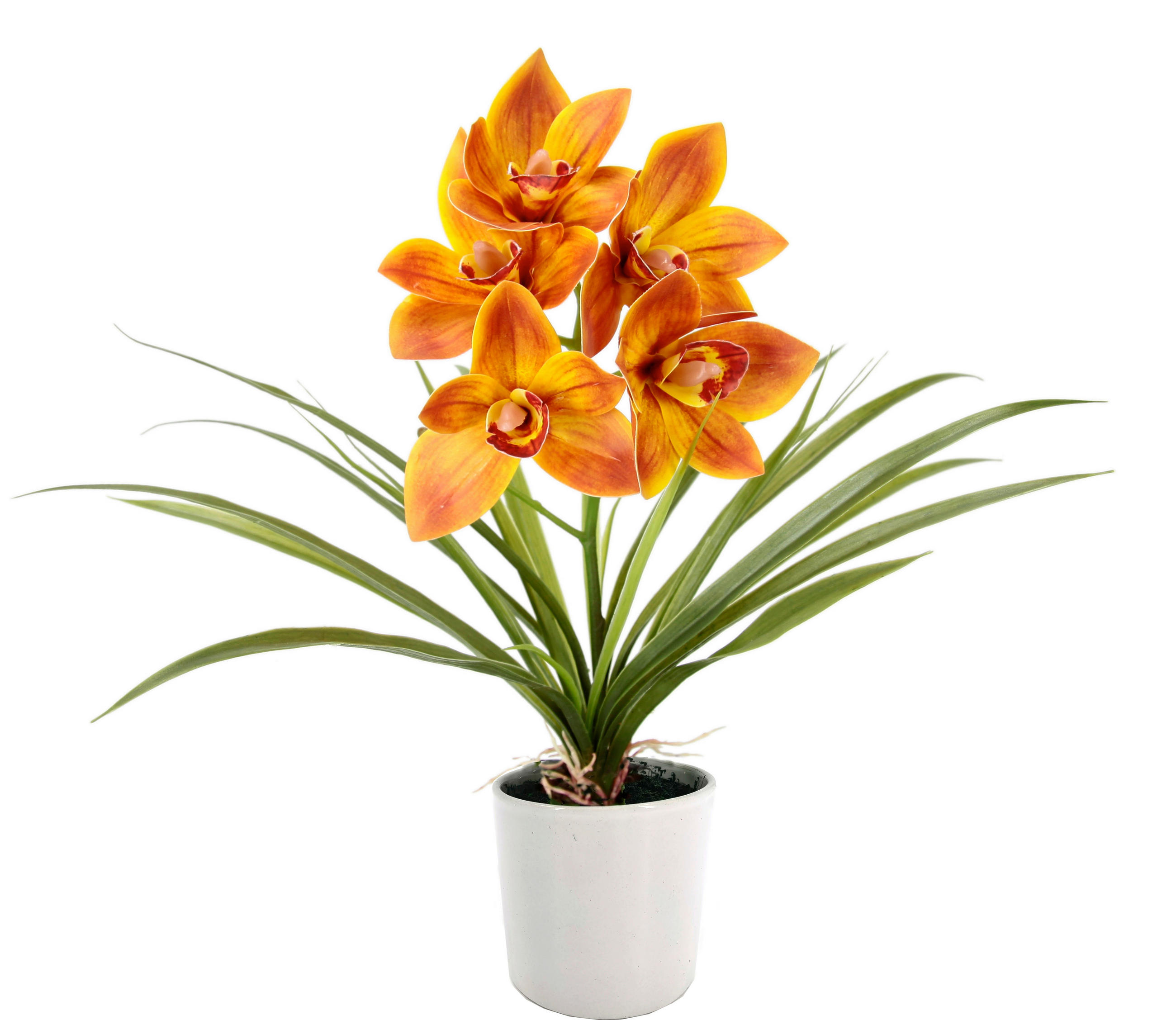 ORCHIDEE  - Dunkelorange/Weiß, Basics, Keramik/Kunststoff (35/40/15cm)